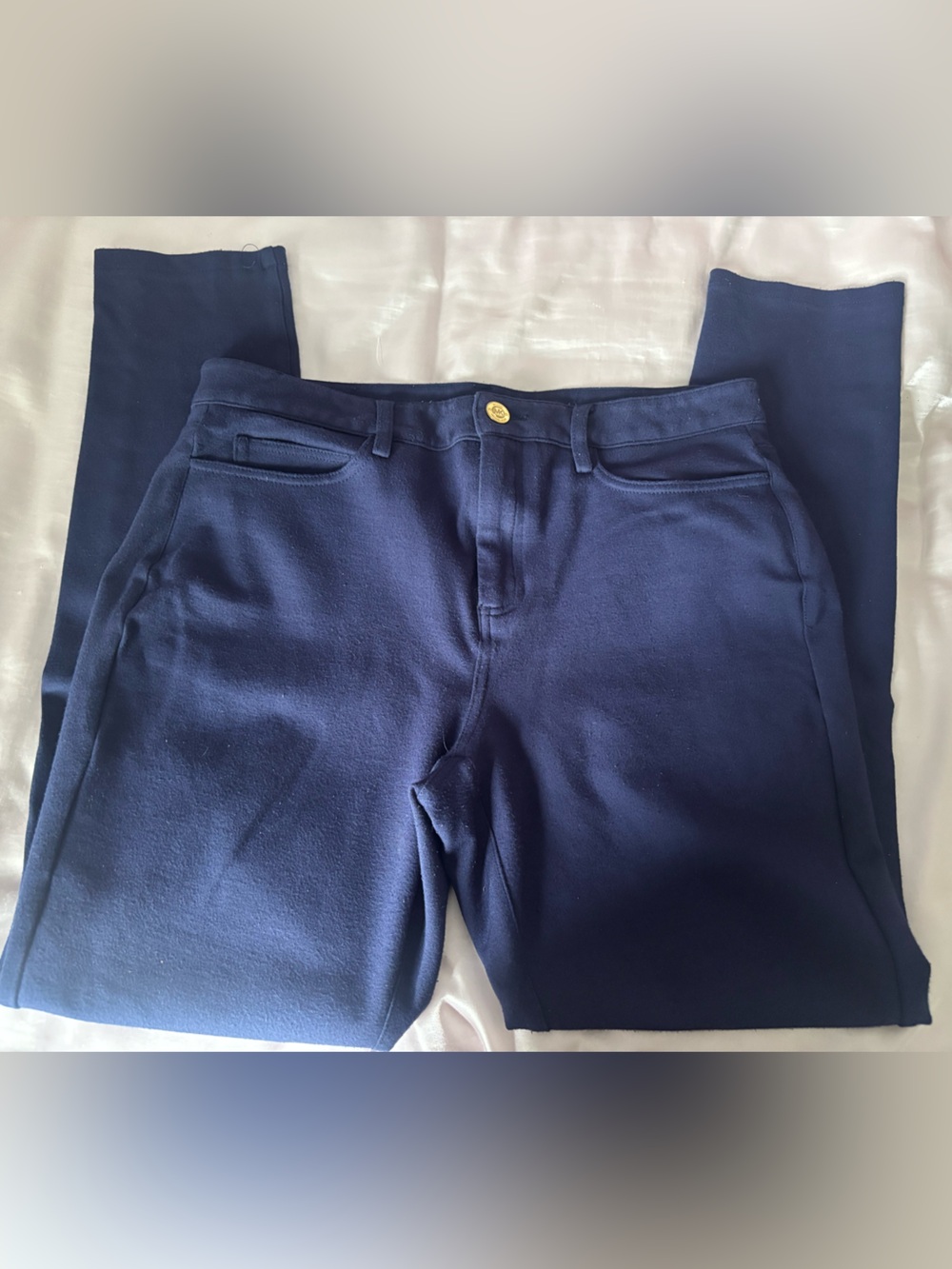 Michael Kors Dark Navy Pants with Gold Logo Button